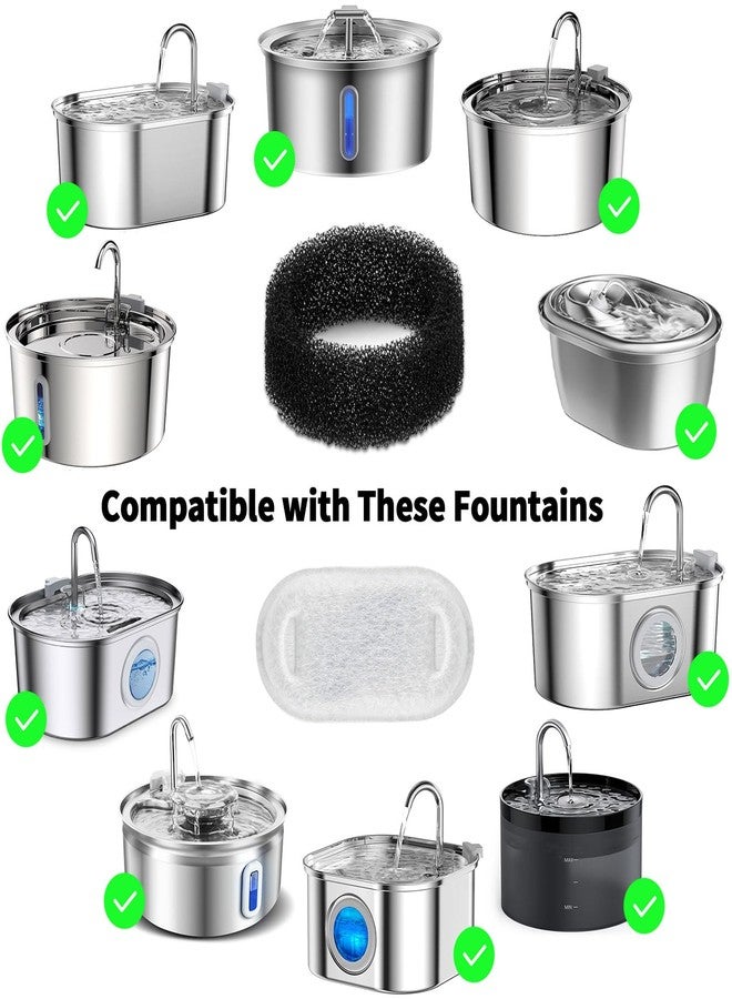 Wonder Creature 8 Pack Cat Water Fountain Filter Replacement, 4+4/8+8/12+12/16+16 Pack for Stainless Steel Cat Water Fountain 2L/67oz and 3.2L/108oz, 4 Carbon Filters & 4 Pre-Filter Sponges - Image 2