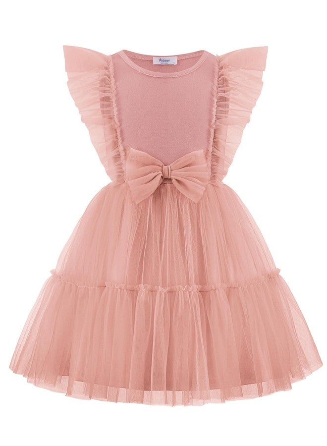 Arshiner Toddler Girls Tutu Dresses Girl Tulle Dress Toddler Girl Pink Dress 5T - Image 1