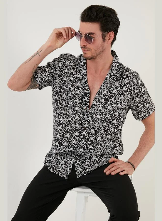 Buratti Buratti Regular Fit Short Sleeve Apache Collar Patterned Shirt Men's SHIRT CF21S114293