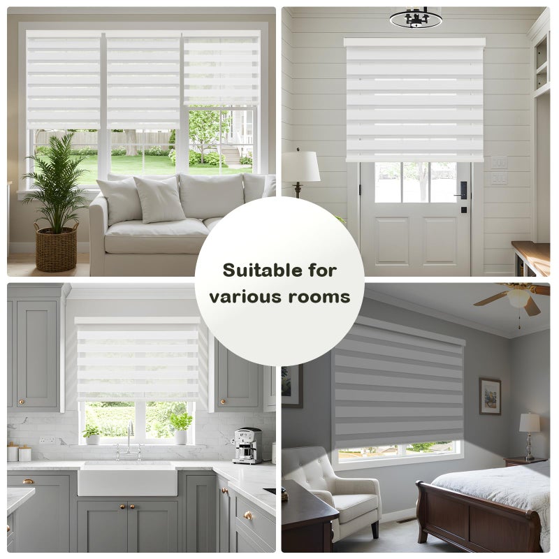 Dephora Cordless Zebra Blinds for Windows,Free-Stop Roller Zebra Shades,Light Filtering Blinds for Indoor windows with Upgraded Cassette,Pull Down Privacy Window Shades for Home (25" W x 72" H, White) - Image 5