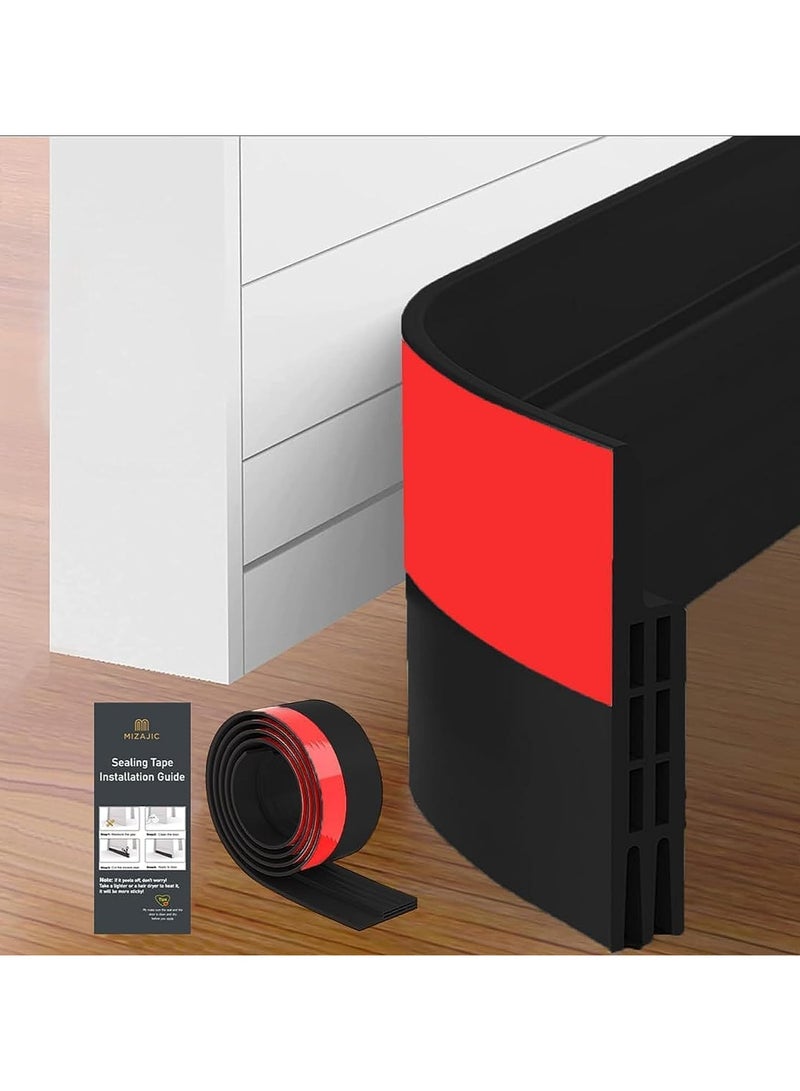 مزاجك سدادة مسودة الباب، سدادة سفلية للباب للأبواب الخارجية والداخلية مانعة للحشرات والغبار والضوضاء وتجريد الطقس 2 بوصة عرض × 39 بوصة طول - أسود - Image 1