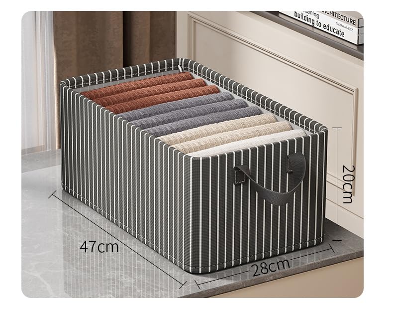 LITTLE CURIOUS Clothes Organizer for Wardrobe Storage Box for Clothes Socks Bra Drawer Cloth Organiser for Cupboard Closet Dressing Foldable Cabinet with Handles 48 x 28 x 20 cm Pack of 6  - Image 2