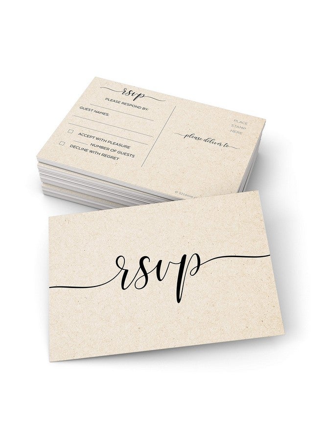 321 دن بطاقات بريدية Rsvp (مجموعة من 50) 3.5 بوصة × 5 بوصة - فارغة صغيرة مع جانب بريدي - كرافت تان ريفي، بطاقات استجابة لحفلات الزفاف، حفلات الزفاف، حفلات استقبال المولود، صنع في الولايات المتحدة الأمريكية - Image 1