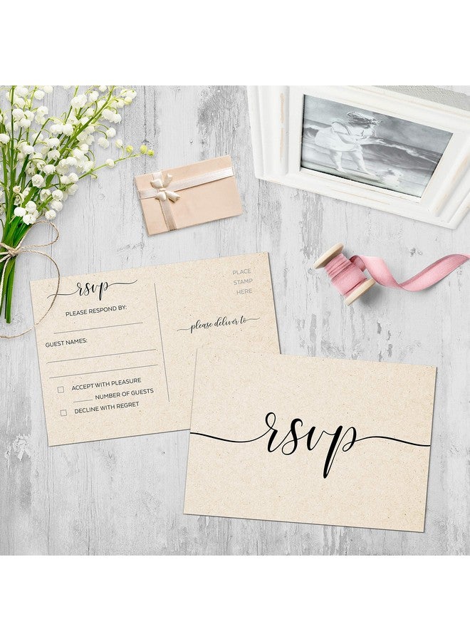 321 دن بطاقات بريدية Rsvp (مجموعة من 50) 3.5 بوصة × 5 بوصة - فارغة صغيرة مع جانب بريدي - كرافت تان ريفي، بطاقات استجابة لحفلات الزفاف، حفلات الزفاف، حفلات استقبال المولود، صنع في الولايات المتحدة الأمريكية - Image 3