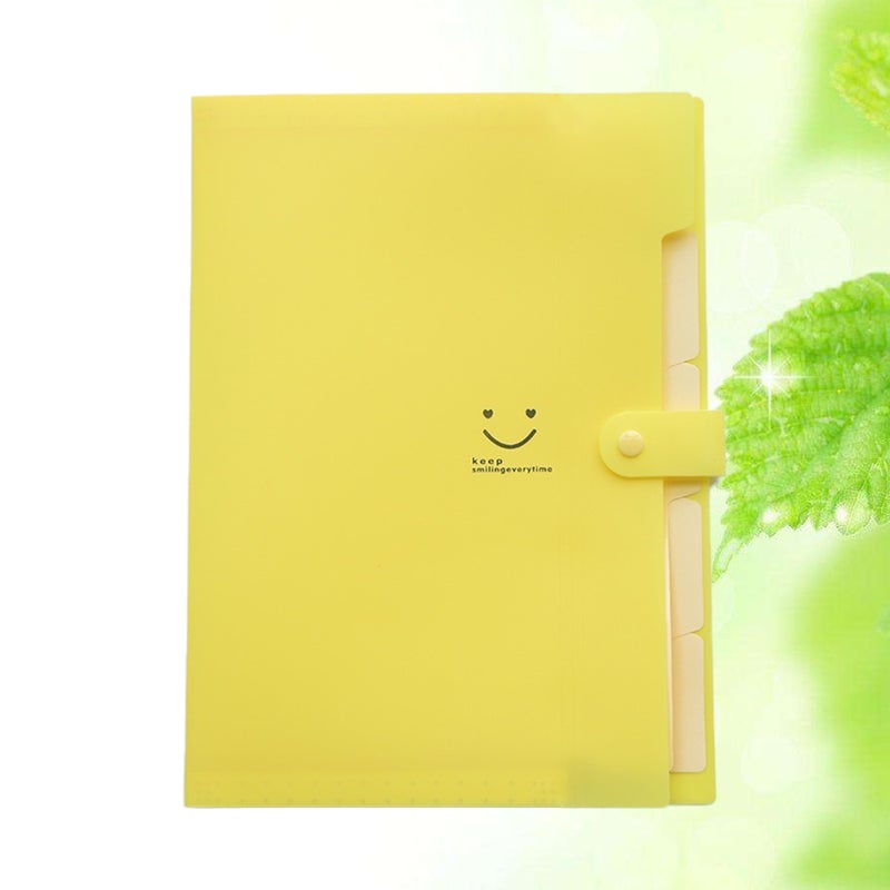 File Folders A4 Size Closure Accordion Folder Document File Folder (Yellow) - Image 1