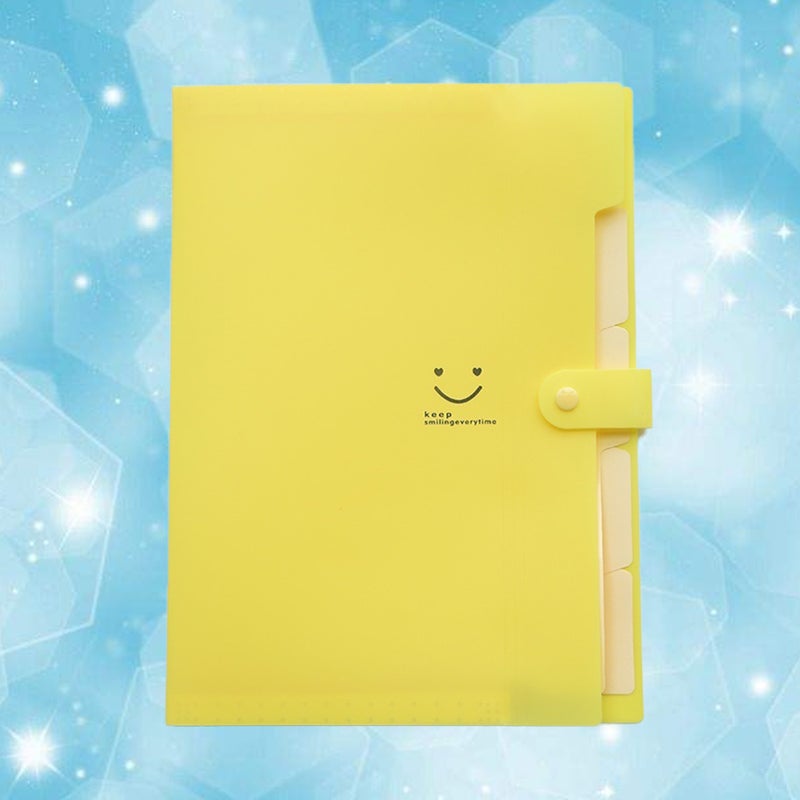 File Folders A4 Size Closure Accordion Folder Document File Folder (Yellow) - Image 3
