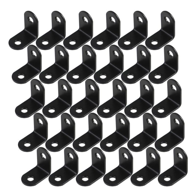 Elimeta L Bracket Corner Brace Joint Right Angle 90 Degree Fastener Wood Support For Shelves Braces Mounting Brackets With Screws For Furniture Chairs Wooden Hardware Brackets Elimeta (Black 1Inch 30Pcs) - Image 1
