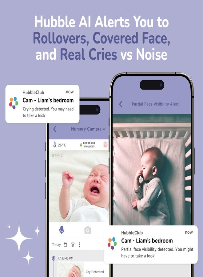 HUBBLE CONNECTED GoBaby - 2K HD Baby Monitor Camera w/Advanced Monitoring, Covered Face & Rollover Detection, True Cry Alerts, Sleep Training & Smart Soother — w/Flexible Mount - Image 4