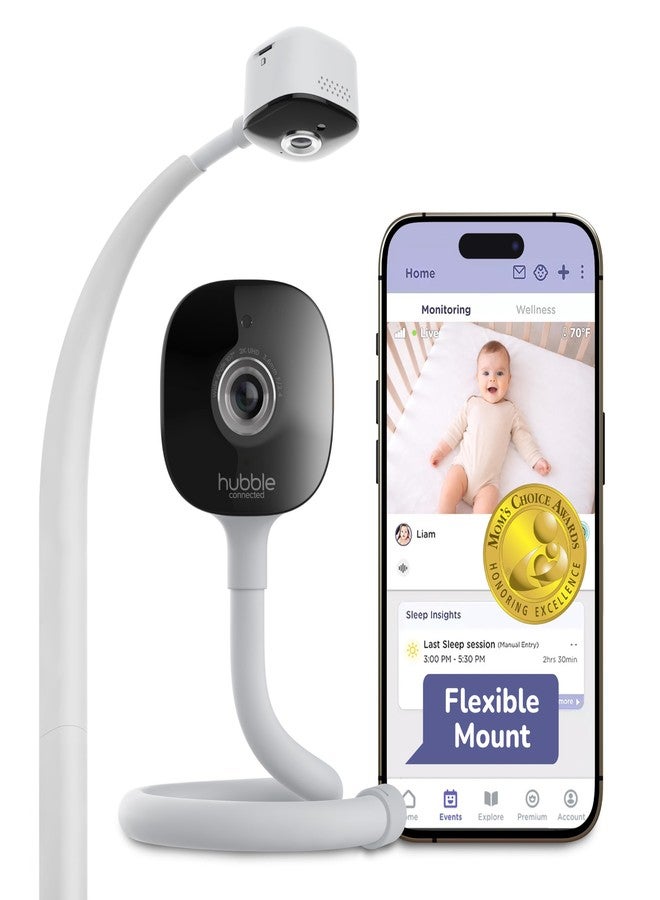 HUBBLE CONNECTED GoBaby - 2K HD Baby Monitor Camera w/Advanced Monitoring, Covered Face & Rollover Detection, True Cry Alerts, Sleep Training & Smart Soother — w/Flexible Mount - Image 1