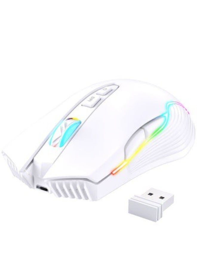 أونيكوما ماوس ألعاب لاسلكي ONIKUMA CW905 مع اتصال USB 2.4 جيجاهرتز، إضاءة RGB، و3600 DPI - أبيض ONIKUMA CW905 Wireless Gaming Mouse with 2.4GHz USB Connection, RGB Lighting, and 3600 DPI White - Image 2