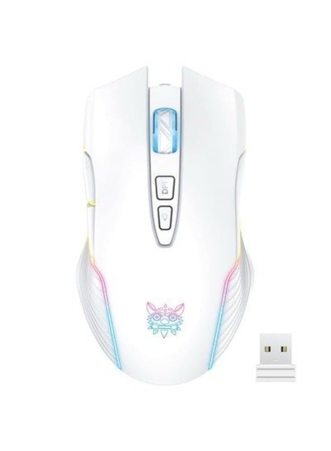 أونيكوما ماوس ألعاب لاسلكي ONIKUMA CW905 مع اتصال USB 2.4 جيجاهرتز، إضاءة RGB، و3600 DPI - أبيض ONIKUMA CW905 Wireless Gaming Mouse with 2.4GHz USB Connection, RGB Lighting, and 3600 DPI White - Image 1