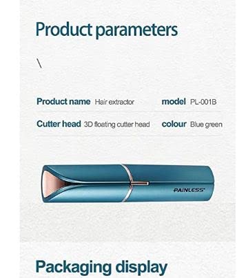 Cleanfly Hair Removal for Women, Painless Premium Eyebrow Trimmer USB Rechargeable Conture Hair Remover and Exfoliation Device for Face and Body with Built-in LED Light Lipstick Style (Green) - Image 5