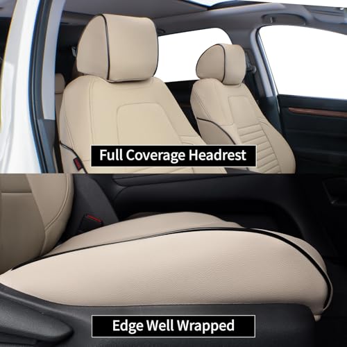 EKR Accord Car Seat Covers for Honda Accord EX-L,Touring,Sport,EX,Hybrid 2018 2019 2020 2021 2022(Rear Row 40/60 Split Backrest),Car Seat Protector,Waterproof Automotive Seat Covers,Leather(Beige) - Image 5
