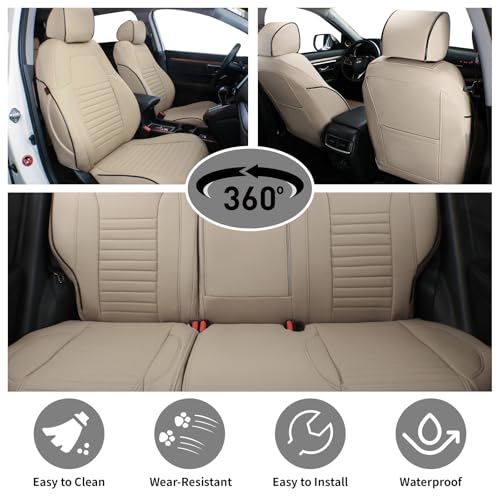 EKR Accord Car Seat Covers for Honda Accord EX-L,Touring,Sport,EX,Hybrid 2018 2019 2020 2021 2022(Rear Row 40/60 Split Backrest),Car Seat Protector,Waterproof Automotive Seat Covers,Leather(Beige) - Image 4