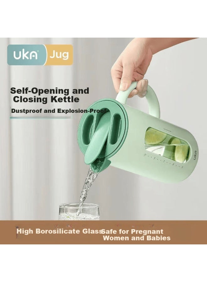 Uka Glass Water Pitcher Cold Water Jug High Temperature Resistant Large Capacity Household Tea Kettle Green - Image 2