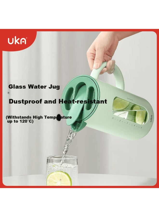 Uka Glass Water Pitcher Cold Water Jug High Temperature Resistant Large Capacity Household Tea Kettle Green - Image 1