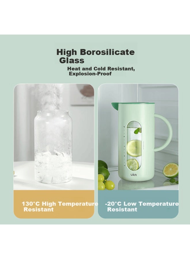 Uka Glass Water Pitcher Cold Water Jug High Temperature Resistant Large Capacity Household Tea Kettle Green - Image 5