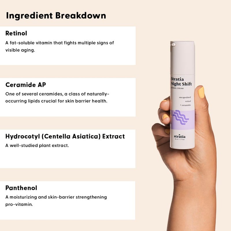 Stratia Night Shift Retinol Cream â€“ Age-Defying Face Moisturizer for Smooth, Radiant Skin, Hydrating & Gentle Lotion for All Skin Types, 1.7 Fl Oz - Image 4