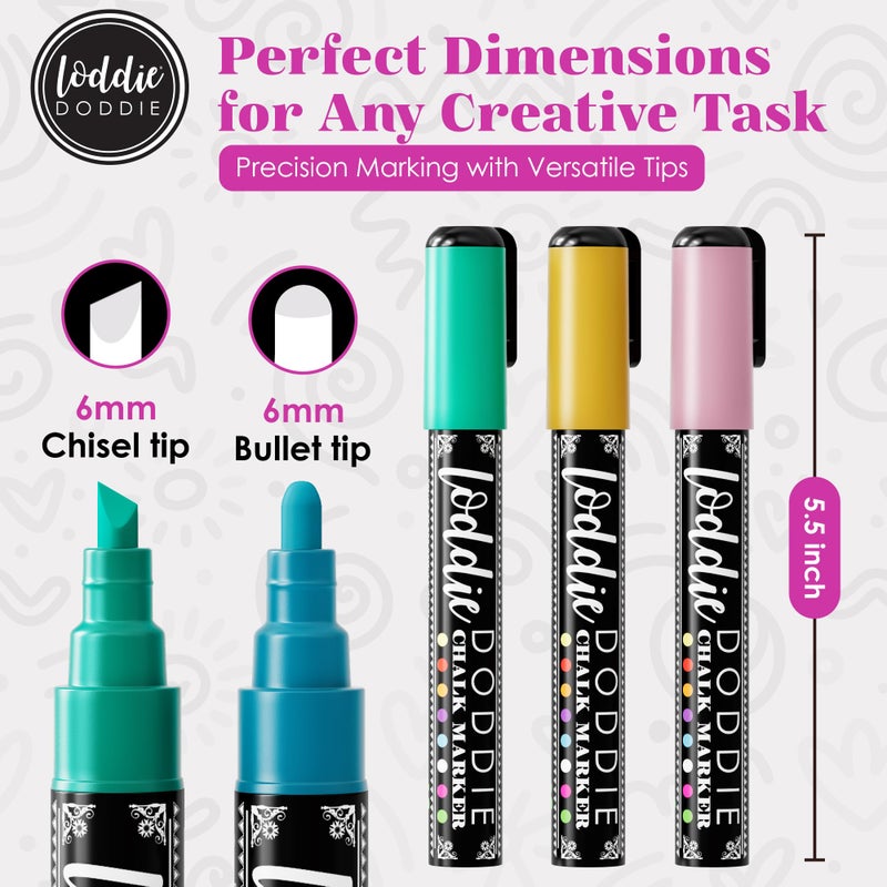 Loddie Doddie Liquid Chalk Markers - Pack of 8, Macaron Pastel, 6mm Point - Dual Tips for Chalk Pens - Versatile on Glass & Acrylic with Acrylic Markers - Image 5