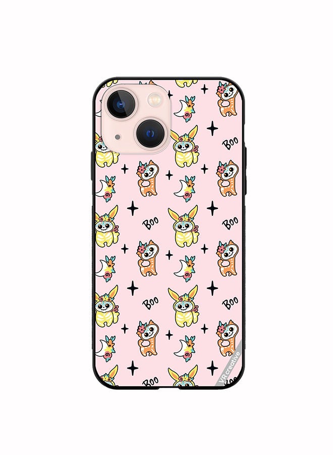 VR CREATIVE Protective Case Cover For Apple iPhone 13 Skeletons Of Cute Animals On Pink Design Multicolour - Image 1