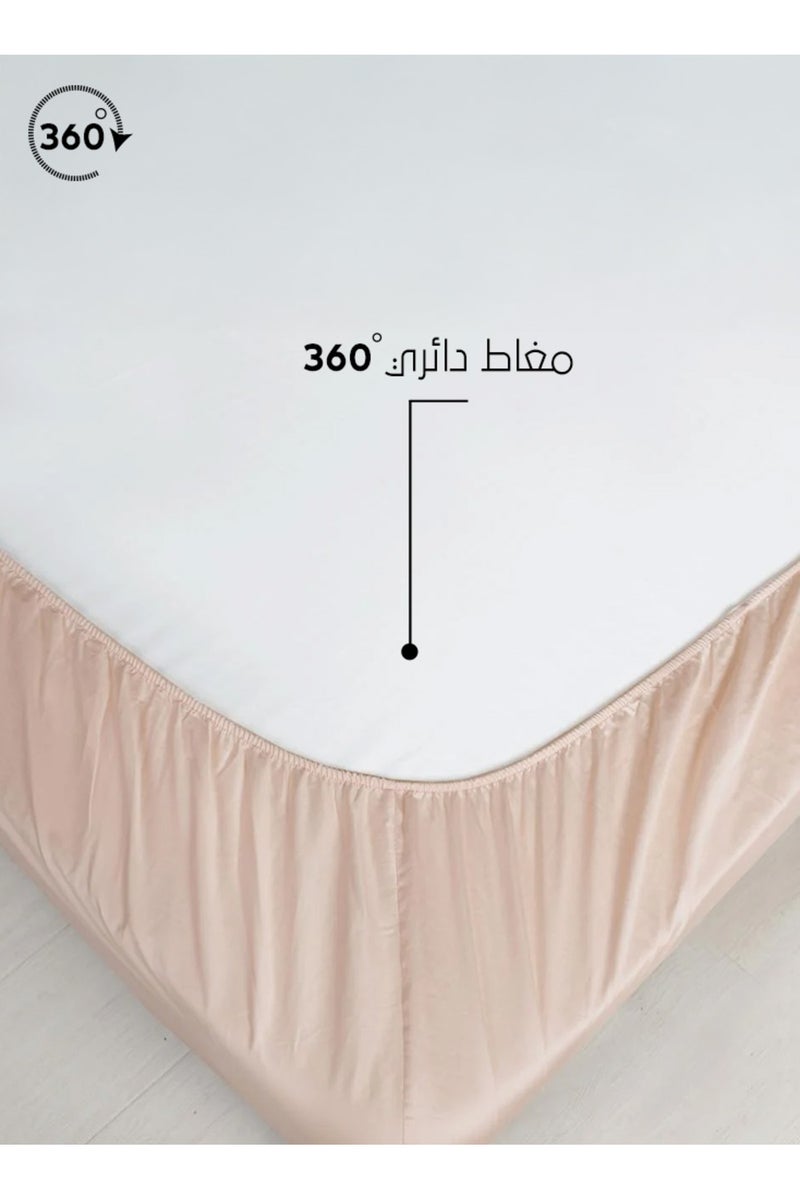 Melen Double bed sheet set, 300 thread count, cotton, lightly padded, Letitia, beige, light pink, 3 pieces - Image 4