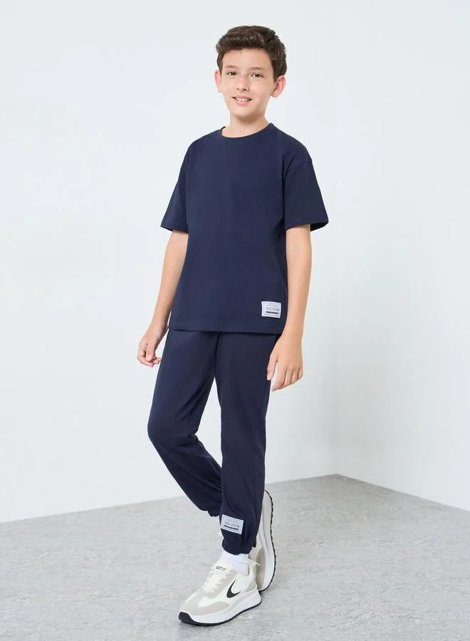 Teens Blue T-Shirt and Badge Detail Joggers Set