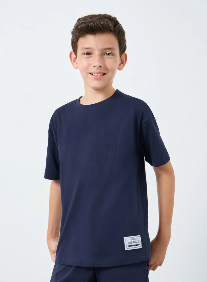 Styli Teens Blue T-Shirt and Badge Detail Joggers Set