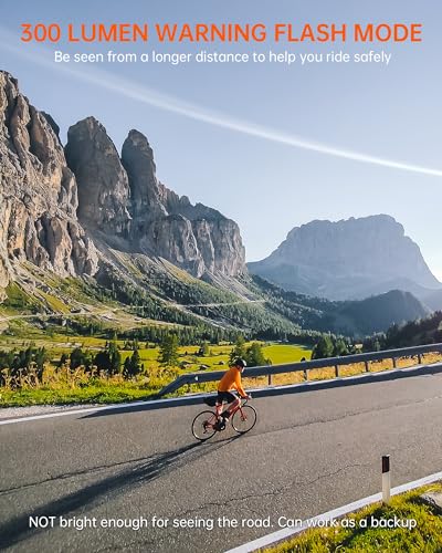 RAVEMEN FR300 Compatible with Garmin/Wahoo Bike Computer, 300 Lumen Warning Flashing 6 Modes Cycling Computer Accessories with Auto On Off, USB C Rechargeable for Road Bike (Patent Protected) - Image 2