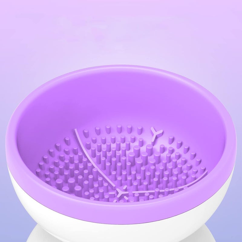 Nightstar Portable Automatic Electric Makeup Brush Cleaner Machine Cosmetic Paint Brush Spinner Cleaner for Makeup Brush Makeup Foundation Sponge Powder Puff 1 PC PURPLEWHITE - Image 5