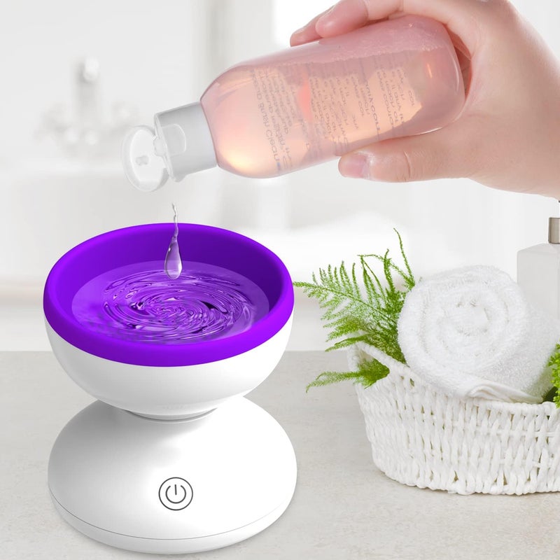 Nightstar Portable Automatic Electric Makeup Brush Cleaner Machine Cosmetic Paint Brush Spinner Cleaner for Makeup Brush Makeup Foundation Sponge Powder Puff 1 PC PURPLEWHITE - Image 3