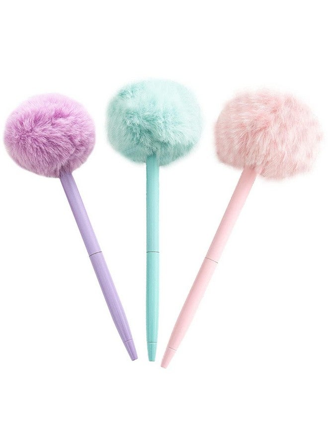 IXIGER Plush Pens,Cute Fluffy Ball Top Pens,Gift Pen,Feather Pen,Colorful Fluffy Ball Pen For Easter And Party Supplies,3 Pcs Fun Pens,Fluffy Pens,Hairball Ballpoint Pen(Pink,Purple,Light Blue) - Image 1