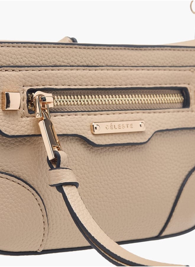 Celeste Women Textured Crossbody Bag with Detachable Chain Strap  - Image 4
