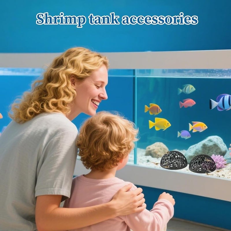 Black Ceramic Shrimp Hide Aquarium Ornament 2 Pack for Fish Stress Relief - Image 5