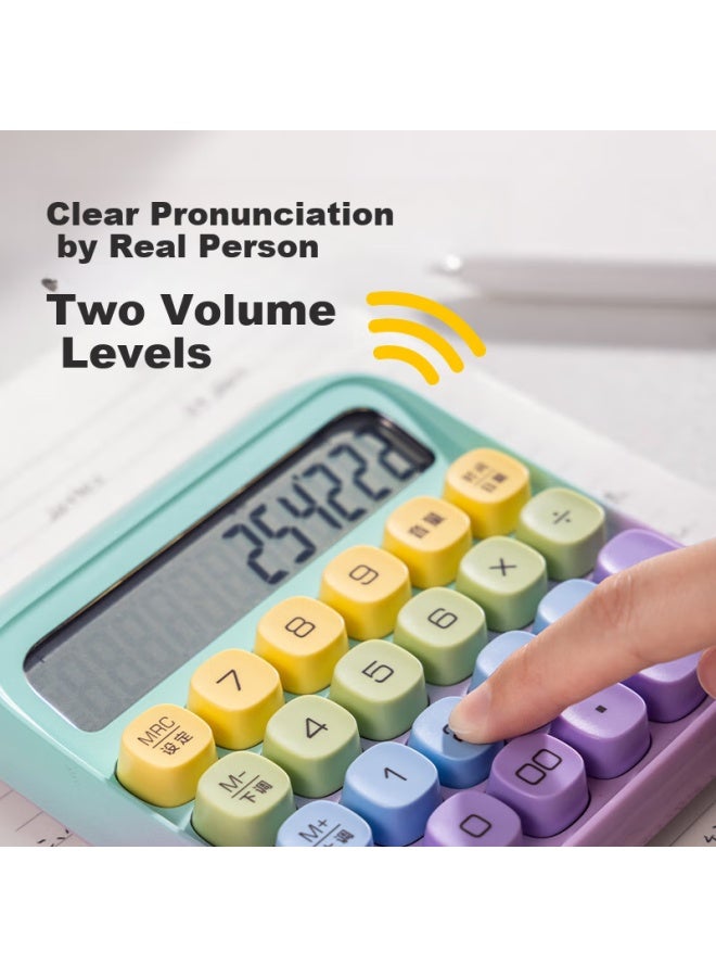 Deli Round Dot High-button Voice Calculator, 12-digit Wide Screen Display, Stylish Student/office Supplies, Gradient Color, Yellow Te26 - Image 1