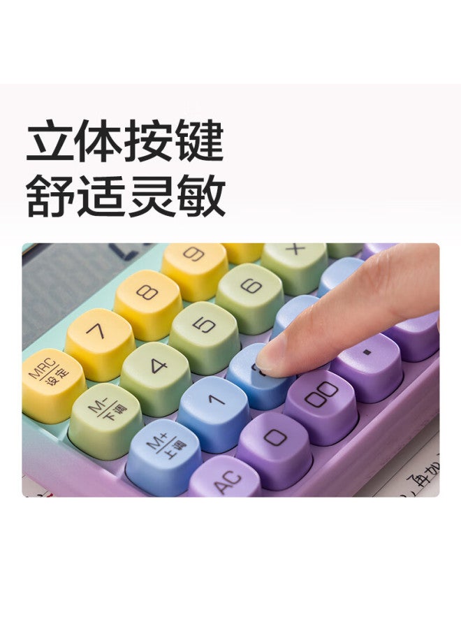 Deli Round Dot High-button Voice Calculator, 12-digit Wide Screen Display, Stylish Student/office Supplies, Gradient Color, Yellow Te26 - Image 2