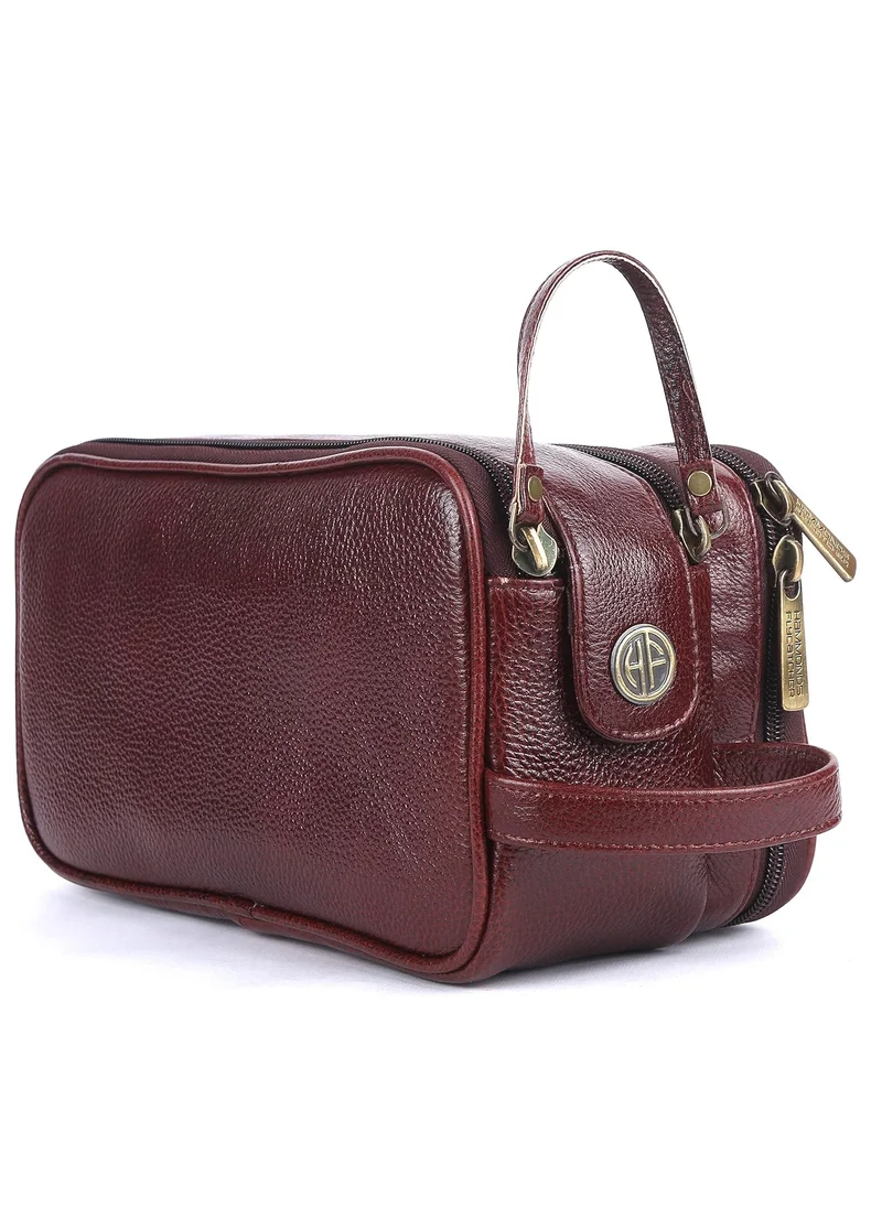 HAMMONDS FLYCATCHER Leather Toiletry Bag Unisex-Travel Organizer With Multiple Compartments,New Brown Kit Bag For Shaving, Toiletries, And Grooming-Shaving Bag For Men,13.5 CM Large, Small | K3M8