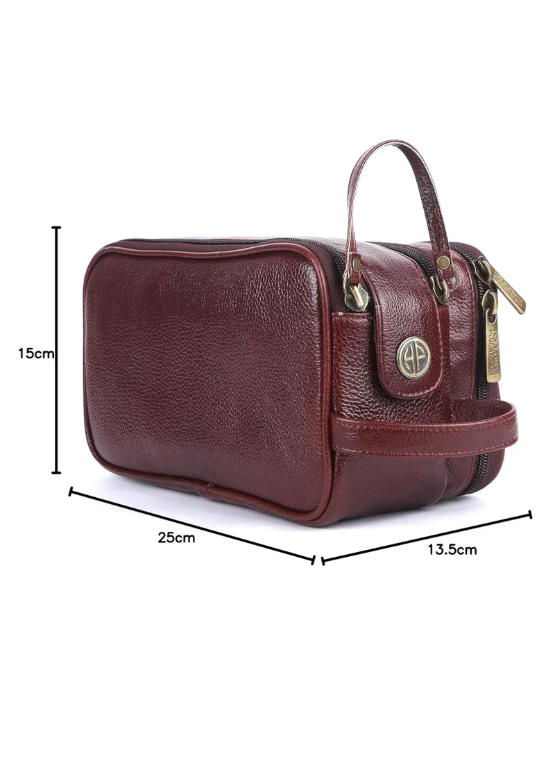 HAMMONDS FLYCATCHER Leather Toiletry Bag Unisex-Travel Organizer With Multiple Compartments,New Brown Kit Bag For Shaving, Toiletries, And Grooming-Shaving Bag For Men,13.5 CM Large, Small | K3M8