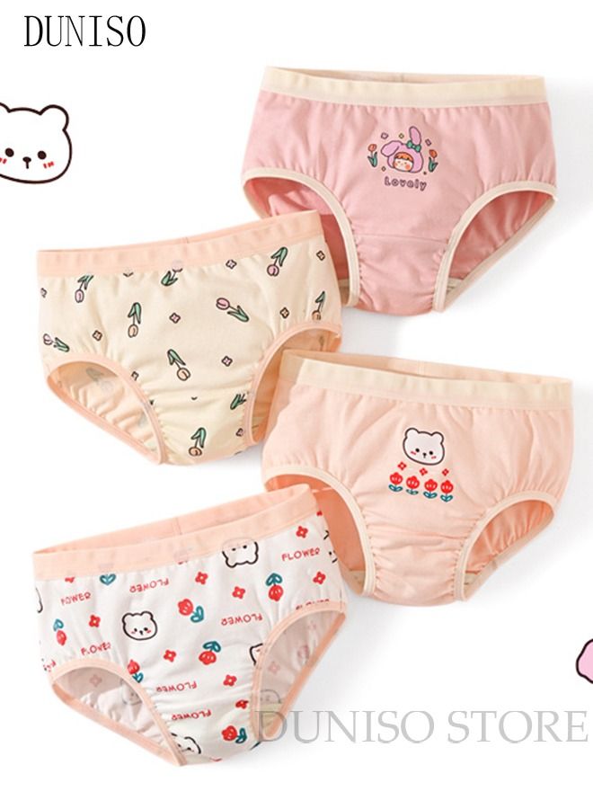 4 Pack Girl's Briefs Set Kid's Cotton Underwear Short Briefs Breathable and Soft Underpants with High Elastic Waistband Soft Little Girl Pants