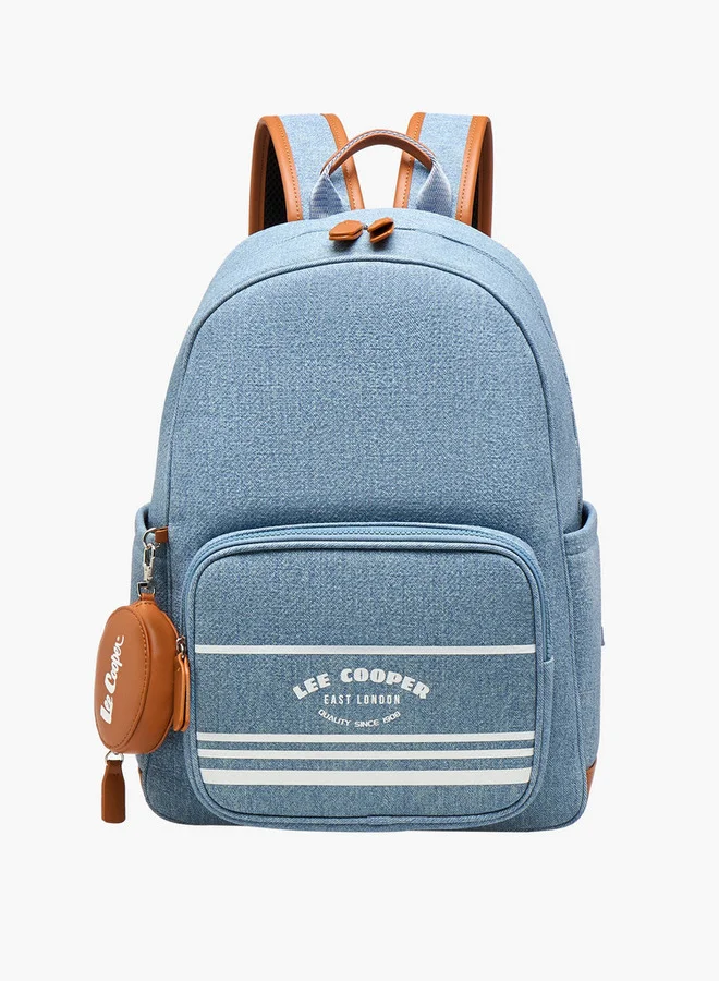 Lee Cooper Women's Logo Print School Backpack with Zip Closure and Attached Pouch - 41x13x30 cm