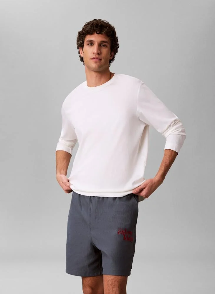 Calvin Klein Jeans Dark Slate Embroidered Logo Jogger Shorts for Men | Best Price UAE