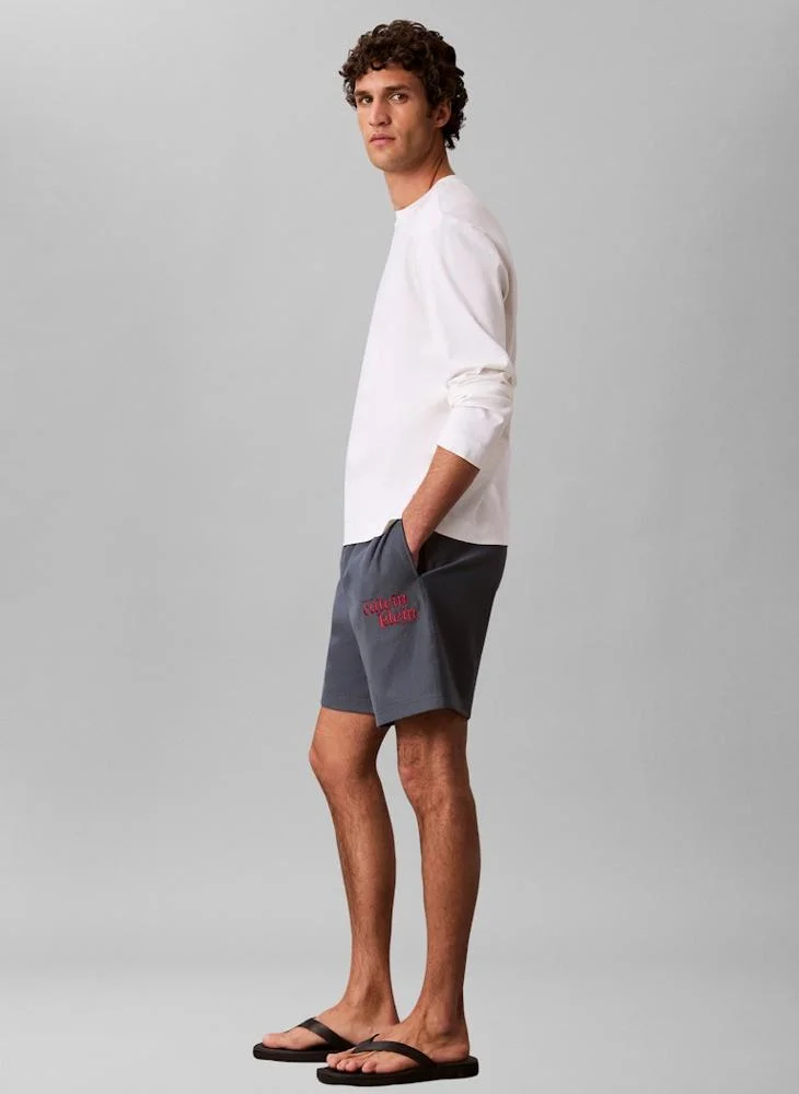 Calvin Klein Jeans Dark Slate Embroidered Logo Jogger Shorts for Men | Best Price UAE