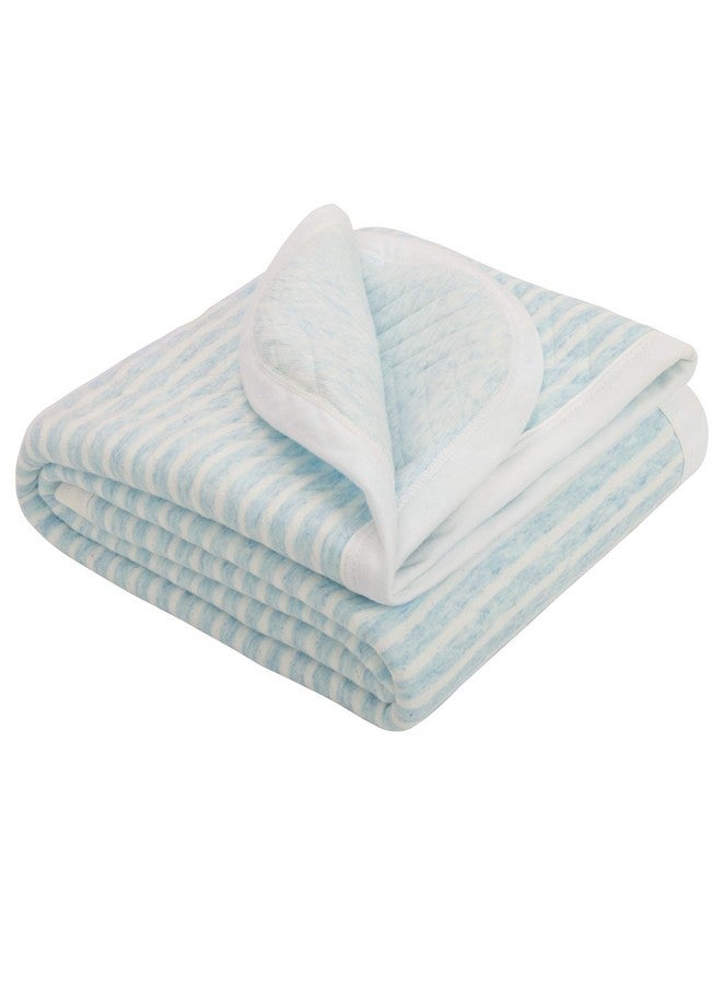 NTBAY Jersey Cotton Quilted Toddler Blanket Breathable And Warm For Boys And Girls Baby Blanket 30X40 Inches Blue  - Image 1