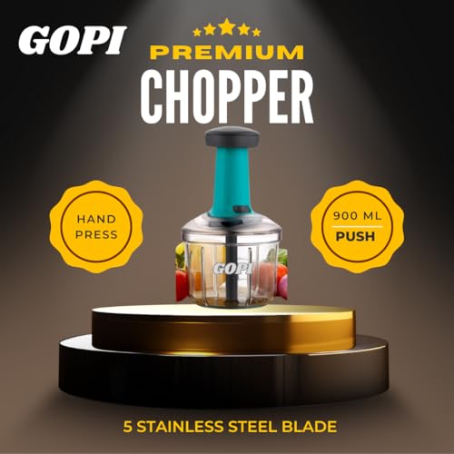 Gopi Push Chopper for Kitchen Use – 5-Blade Manual Vegetable, Onion, Garlic, Ginger, Tomato, and Potato Cutter, Compact Handy Kitchen Tool (A-1100 ML) - Image 3