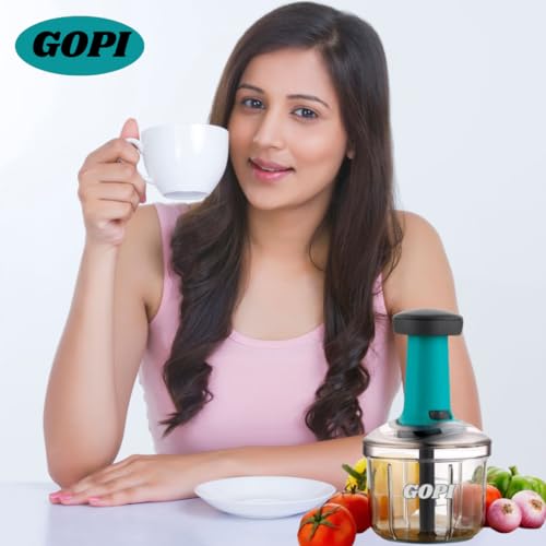 Gopi Push Chopper for Kitchen Use – 5-Blade Manual Vegetable, Onion, Garlic, Ginger, Tomato, and Potato Cutter, Compact Handy Kitchen Tool (A-1100 ML) - Image 2