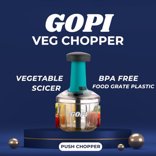 Gopi Push Chopper for Kitchen Use – 5-Blade Manual Vegetable, Onion, Garlic, Ginger, Tomato, and Potato Cutter, Compact Handy Kitchen Tool (A-1100 ML) - Image 5