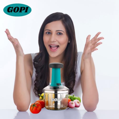 Gopi Push Chopper for Kitchen Use – 5-Blade Manual Vegetable, Onion, Garlic, Ginger, Tomato, and Potato Cutter, Compact Handy Kitchen Tool (A-1100 ML) - Image 4