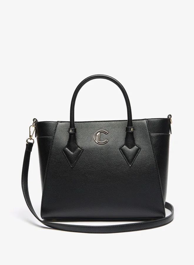 Le Confort Women's Solid Tote Bag with Handles and Zip Closure