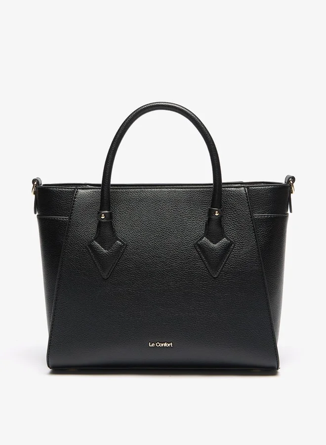 Le Confort Women's Solid Tote Bag with Handles and Zip Closure