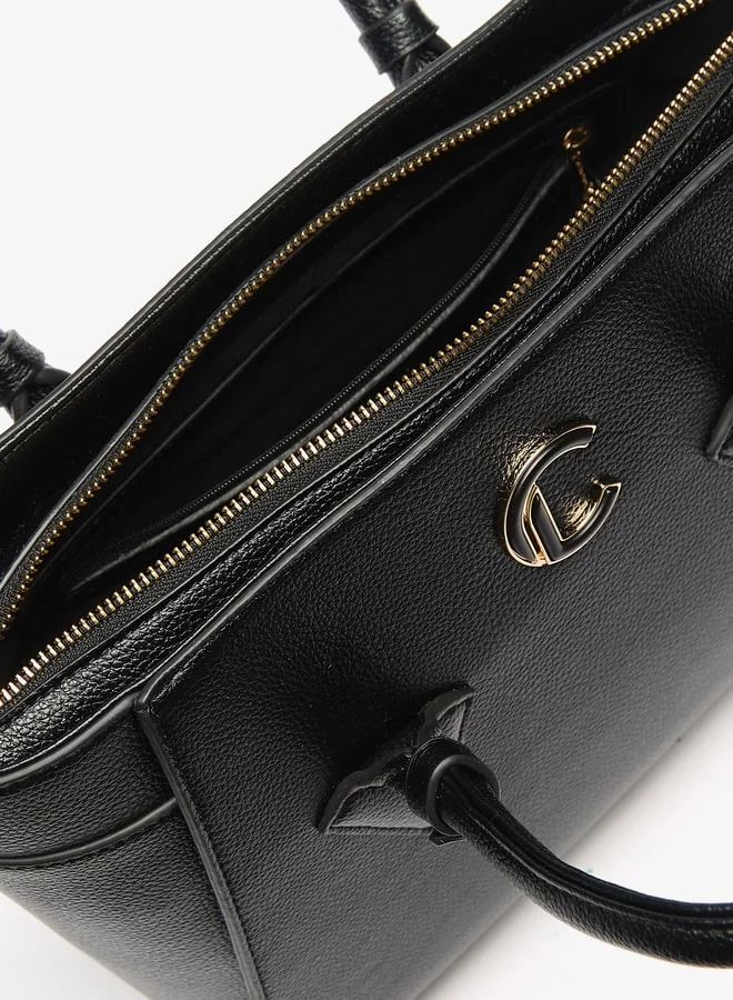 Le Confort Women's Solid Tote Bag with Handles and Zip Closure