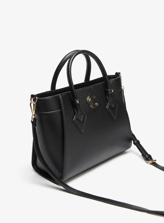 Le Confort Women's Solid Tote Bag with Handles and Zip Closure